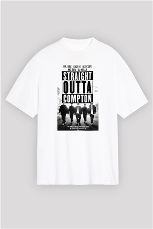 N.W.A Beyaz Unisex Oversize Tişört T-Shirt