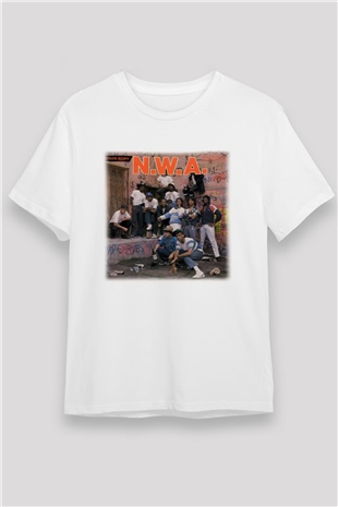 N.W.A Beyaz Unisex Tişört T-Shirt - TişörtFabrikası