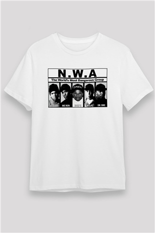 N.W.A Beyaz Unisex Tişört T-Shirt - TişörtFabrikası