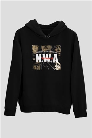 N.W.A Siyah Unisex Kapüşonlu Sweatshirt
