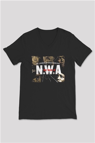 N.W.A Siyah Unisex V Yaka Tişört