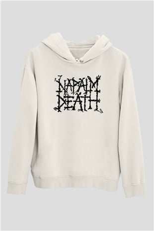 Napalm Death Beyaz Unisex Kapşonlu Sweatshirt