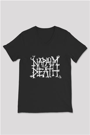Napalm Death Siyah Unisex V Yaka Tişört T-Shirt