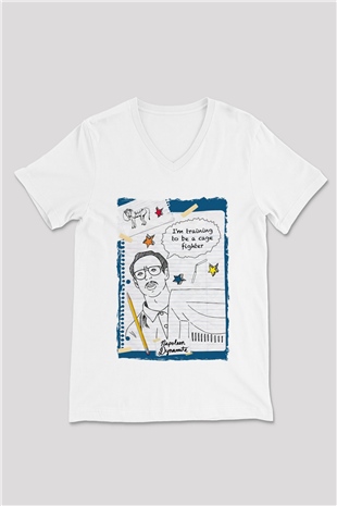 Napoleon Dynamite Beyaz Unisex V Yaka Tişört