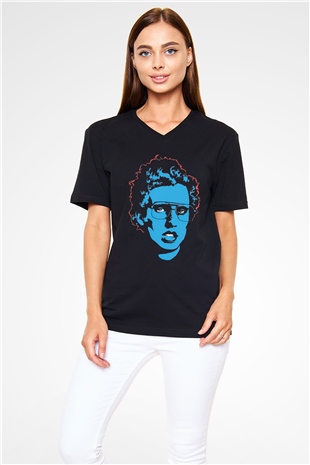 Napoleon Dynamite Siyah Unisex V Yaka Tişört