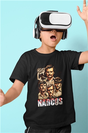 Narcos Pablo Escobar Baskılı Siyah Unisex Çocuk Tişört