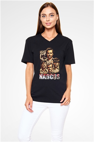 Narcos Pablo Escobar Siyah Unisex V Yaka Tişört T-Shirt