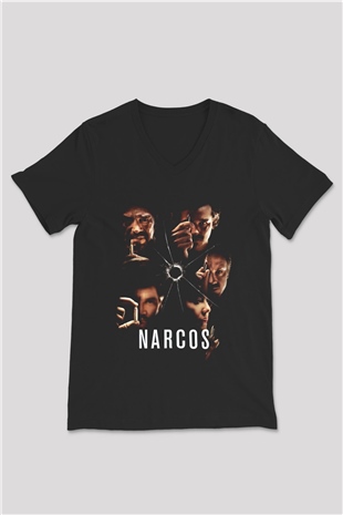 Narcos Pablo Escobar Siyah Unisex V Yaka Tişört T-Shirt