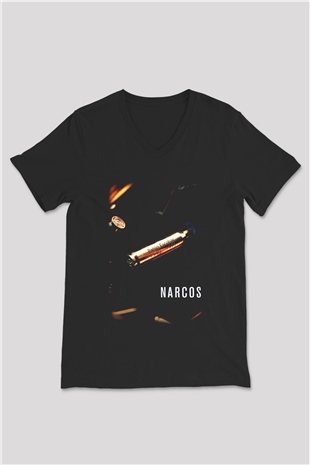 Narcos Pablo Escobar Siyah Unisex V Yaka Tişört T-Shirt