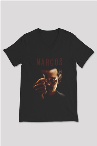 Narcos Pablo Escobar Siyah Unisex V Yaka Tişört T-Shirt