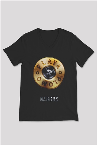 Narcos Pablo Escobar Siyah Unisex V Yaka Tişört T-Shirt