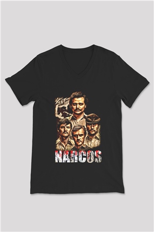 Narcos Pablo Escobar Siyah Unisex V Yaka Tişört T-Shirt