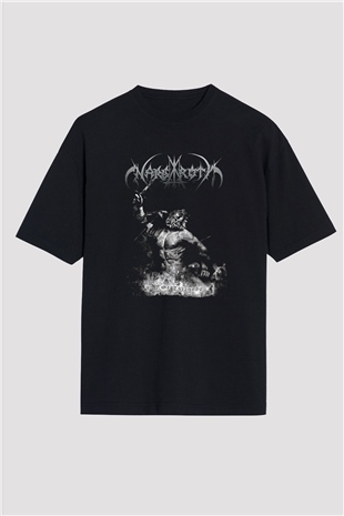 Nargaroth Baskılı Unisex Siyah Oversize Tişört - Tshirt