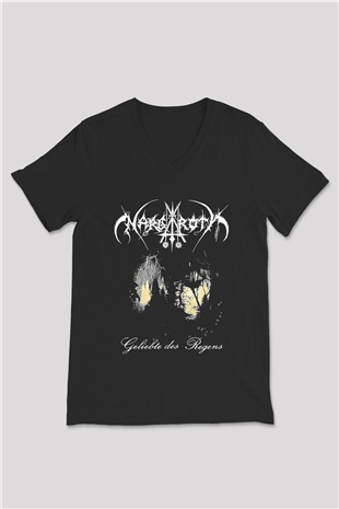 Nargaroth Baskılı Unisex Siyah V Yaka Tişört - Tshirt