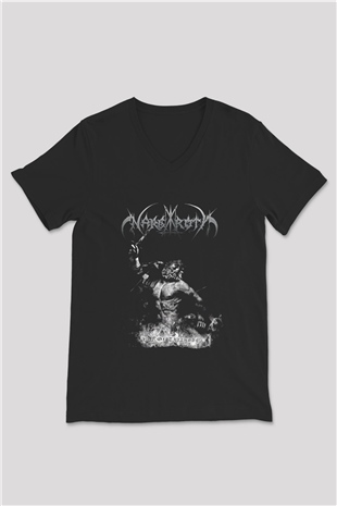 Nargaroth Baskılı Unisex Siyah V Yaka Tişört - Tshirt