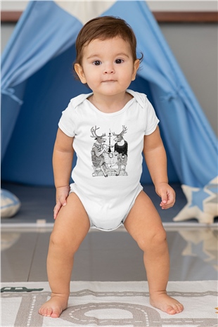 Nargile Baskılı Beyaz Unisex Bebek Body - Zıbın