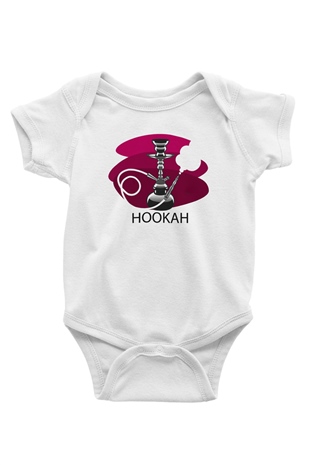 Nargile Baskılı Beyaz Unisex Bebek Body - Zıbın