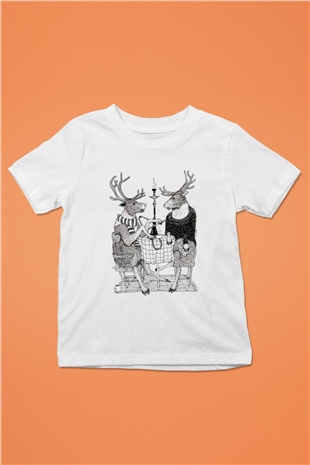 Nargile Baskılı Beyaz Unisex Çocuk Tişört