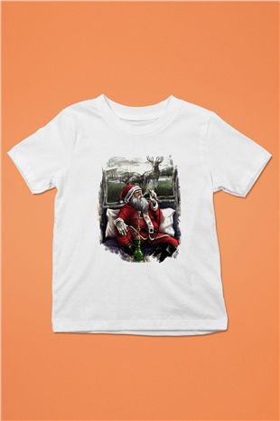 Nargile Baskılı Beyaz Unisex Çocuk Tişört