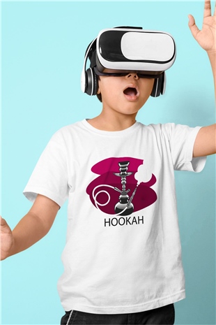 Nargile Baskılı Beyaz Unisex Çocuk Tişört