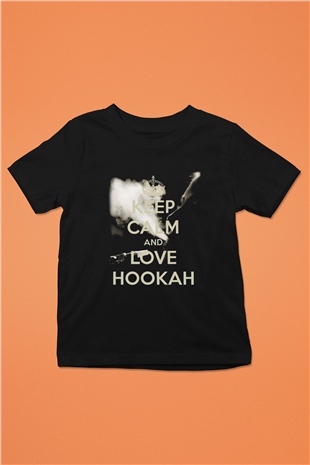 Nargile Baskılı Siyah Unisex Çocuk Tişört