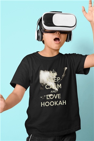 Nargile Baskılı Siyah Unisex Çocuk Tişört