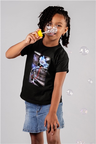 Nargile Baskılı Siyah Unisex Çocuk Tişört