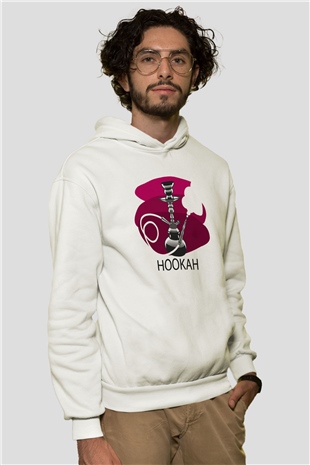 Nargile Beyaz Unisex Hoodie