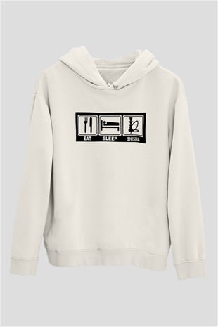 Nargile Beyaz Unisex Kapşonlu Sweatshirt