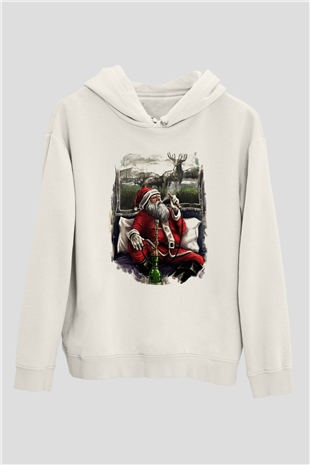 Nargile Beyaz Unisex Kapşonlu Sweatshirt