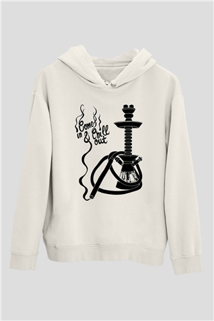 Nargile Beyaz Unisex Kapşonlu Sweatshirt