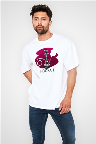 Nargile Beyaz Unisex Oversize Tişört T-Shirt