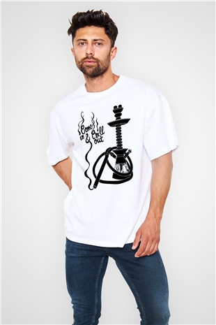 Nargile Beyaz Unisex Oversize Tişört T-Shirt