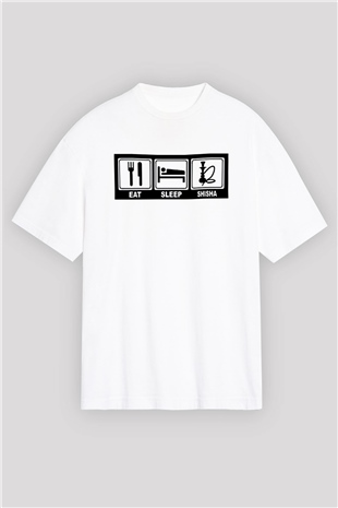 Nargile Beyaz Unisex Oversize Tişört T-Shirt
