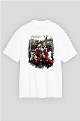 Nargile Beyaz Unisex Oversize Tişört T-Shirt