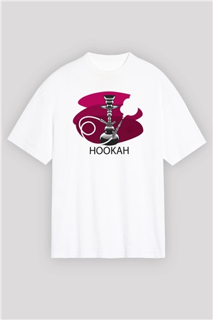 Nargile Beyaz Unisex Oversize Tişört T-Shirt