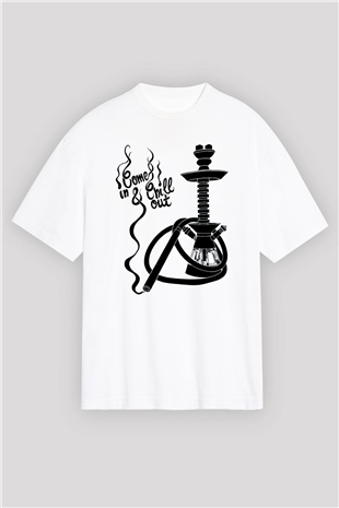 Nargile Beyaz Unisex Oversize Tişört T-Shirt