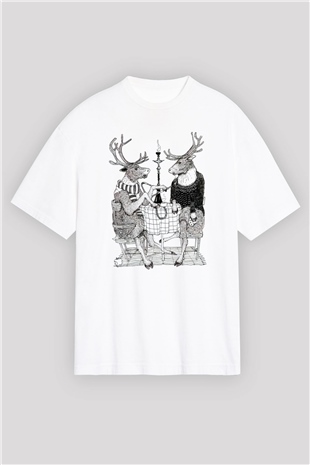 Nargile Beyaz Unisex Oversize Tişört T-Shirt