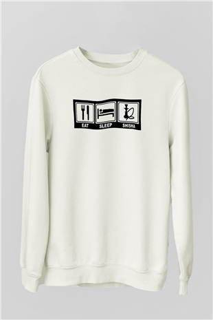 Nargile Beyaz Unisex Sweatshirt