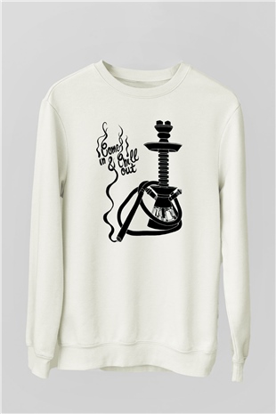 Nargile Beyaz Unisex Sweatshirt