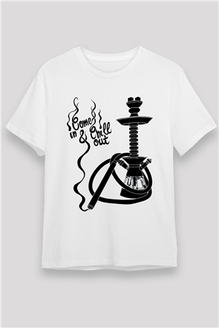 Nargile Beyaz Unisex Tişört T-Shirt - TişörtFabrikası