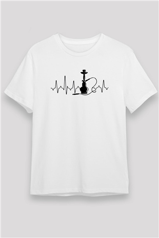 Nargile Beyaz Unisex Tişört T-Shirt - TişörtFabrikası