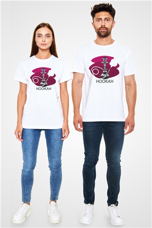 Nargile Beyaz Unisex Tişört T-Shirt - TişörtFabrikası