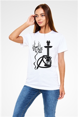 Nargile Beyaz Unisex Tişört T-Shirt - TişörtFabrikası