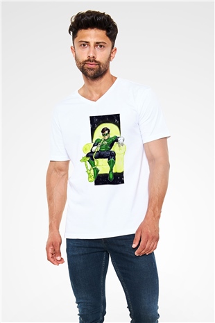 Nargile Beyaz Unisex V Yaka Tişört T-Shirt