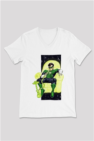 Nargile Beyaz Unisex V Yaka Tişört T-Shirt