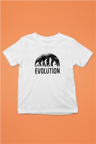 Nargile Evrimi Baskılı Unisex Beyaz Çocuk Tişörtü - Tshirt