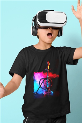 Nargile Siyah Unisex Çocuk Tişört