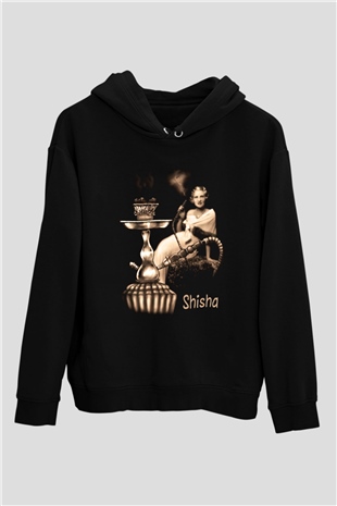Nargile Siyah Unisex Kapşonlu Sweatshirt