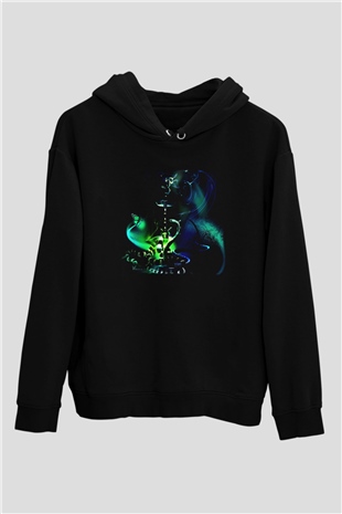 Nargile Siyah Unisex Kapşonlu Sweatshirt